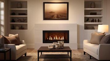 AI generated cozy fireplace gas ai generated photo