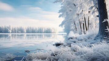 ai generado frío lago hielo ai generado foto