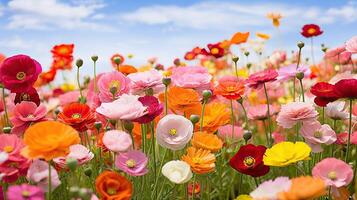 AI generated summer flower field background ai generated photo