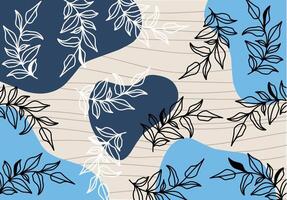 Leaf motif wallpaper with wood background and blue color vector