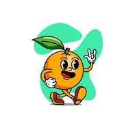 Illustration of cute fruit and vegetable cartoon character with eye and hand vector