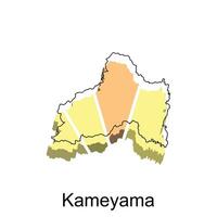 Kameyama City High detailed illustration map, Japan map, World map country vector illustration template