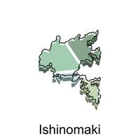 Ishinomaki City High detailed illustration map, Japan map, World map country vector illustration template