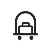 Hotel trolley icon in thick outline style. Black and white monochrome vector illustration.