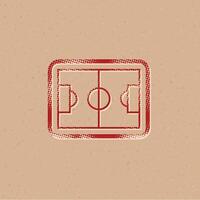 Soccer field halftone style icon with grunge background vector illustration