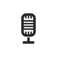 Microphone icon in thick outline style. Black and white monochrome vector illustration.