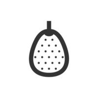 Pear icon in thick outline style. Black and white monochrome vector illustration.