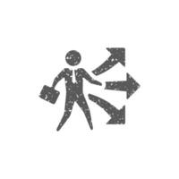 Businessman choice icon in grunge texture vector illustration