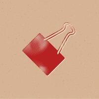 Binder clip halftone style icon with grunge background vector illustration