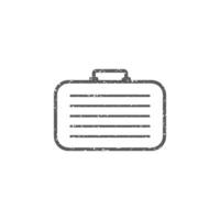 Traveling suitcase icon in grunge texture vector illustration