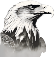 AI generated Bald Eagle painting, Traditional Japanese brush painting style. png