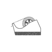 Tape dispenser icon in grunge texture vector illustration