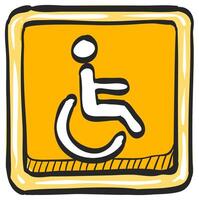 Disabled access icon in hand drawn color vector illustration