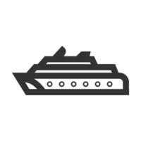 Cruise ship icon in thick outline style. Black and white monochrome vector illustration.