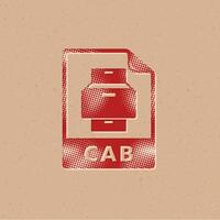 Cab file format halftone style icon with grunge background vector illustration