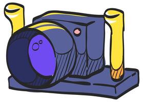 Underwater camera icon in hand drawn color vector illustration
