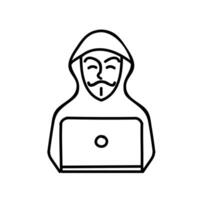 Hacker icon. Technology computer. Hand drawn vector illustration. Editable line stroke.