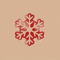 Snowflake halftone style icon with grunge background vector illustration