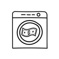 Money laundry icon. Hand drawn vector illustration.