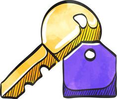 Key icon in color drawing. Safety protection house home property hotel accommodation travel vector