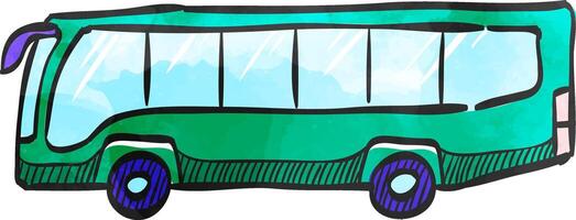 Car icon in color drawing. Bus, transportation vector