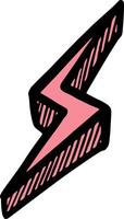 Lightning thunder icon hand drawn color vector illustration