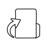 Upload folder icon. Hand drawn vector illustration. Editable line stroke.