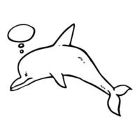 Dolphin icon with speech speech bubble. Hand drawn vector illustration.