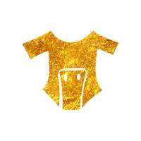 Hand drawn Baby clothes icon in gold foil texture vector illustration