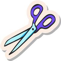 Hand drawn Scissor icon in sticker style vector illustration