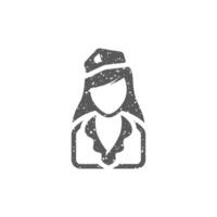 Stewardess avatar icon in grunge texture vector illustration