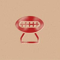 American football trophy halftone style icon with grunge background vector illustration