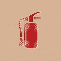 Fire extinguisher halftone style icon with grunge background vector illustration