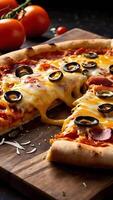 AI generated Pizza on a background, fast food, Cuisine Celebration with Grilled, video