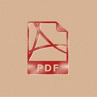 Portable document file format halftone style icon with grunge background vector illustration