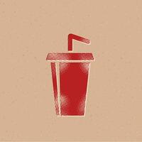 Soft drink halftone style icon with grunge background vector illustration