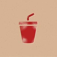 Soft drink halftone style icon with grunge background vector illustration