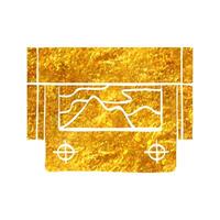 Hand drawn Printing proof icon in gold foil texture vector illustration