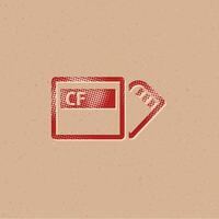 Compact flash and sd card halftone style icon with grunge background vector illustration