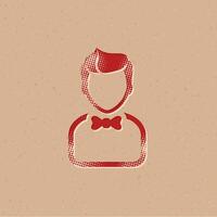 Waiter halftone style icon with grunge background vector illustration