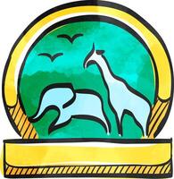 Zoo gate icon in color drawing. Animal park jungle safari vector