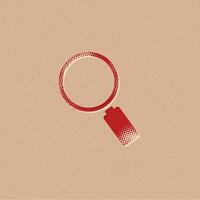 Magnifier halftone style icon with grunge background vector illustration
