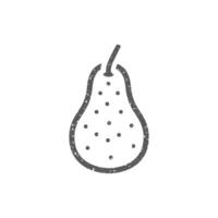 Pear icon in grunge texture vector illustration