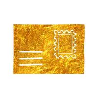 Hand drawn Envelope icon in gold foil texture vector illustration