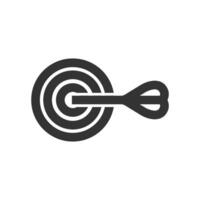 Arrow bulls eye icon in thick outline style. Black and white monochrome vector illustration.