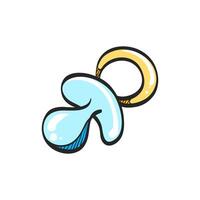 Pacifier icon in hand drawn color vector illustration