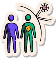 Hand drawn herd immunity concept icon in sticker style vector illustration