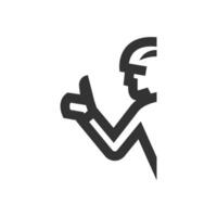 Cycling gesture icon in thick outline style. Black and white monochrome vector illustration.