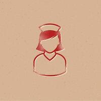 Nurse halftone style icon with grunge background vector illustration