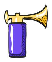 gas horn icon in hand drawn color vector illustration
